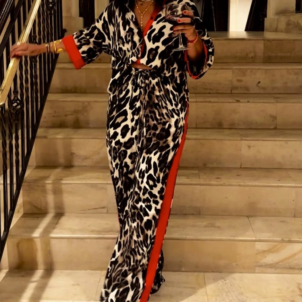 Animal print pant set